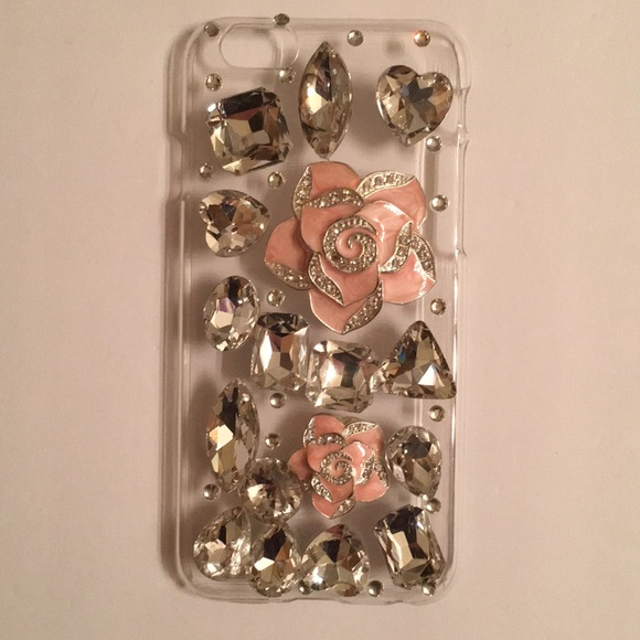 Bling Rhinestone and Flowers Phone Case  Iphone 6 - Picture 1 of 4